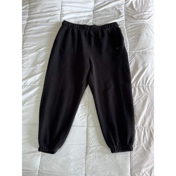 Nike Sherpa Pants 1X Black Joggers Fleece Logo Elastic Waist Soft EUC - Picture 1 of 11
